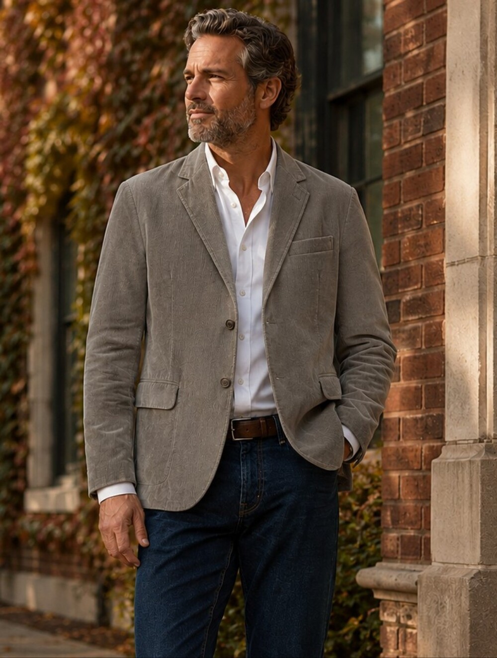 RW&CO Grey Corduroy Blazer Sport Coat 40R Cotton Lined